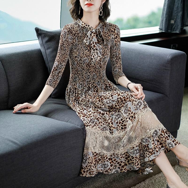 Đầm Dập Ly Họa Tiết Beo Cao Cấp - HN886